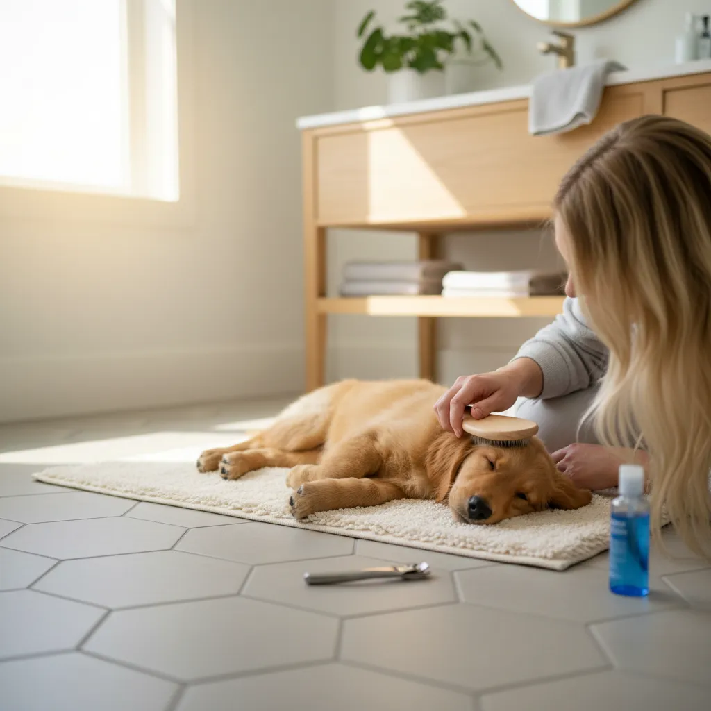 Starting gentle grooming and handling exercises from day one creates a puppy who calmly accepts care throughout their life