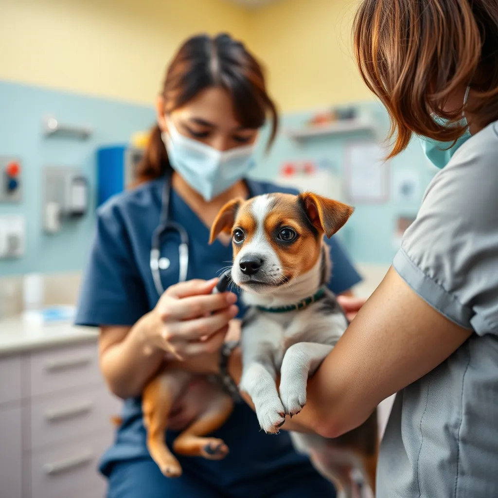 A puppy receiving preventive vaccination as part of a wellness care plan