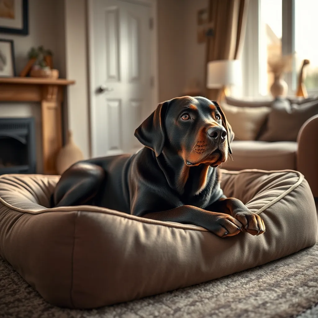 Senior dogs like this Labrador benefit greatly from joint supplementation combined with comfortable orthopaedic bedding