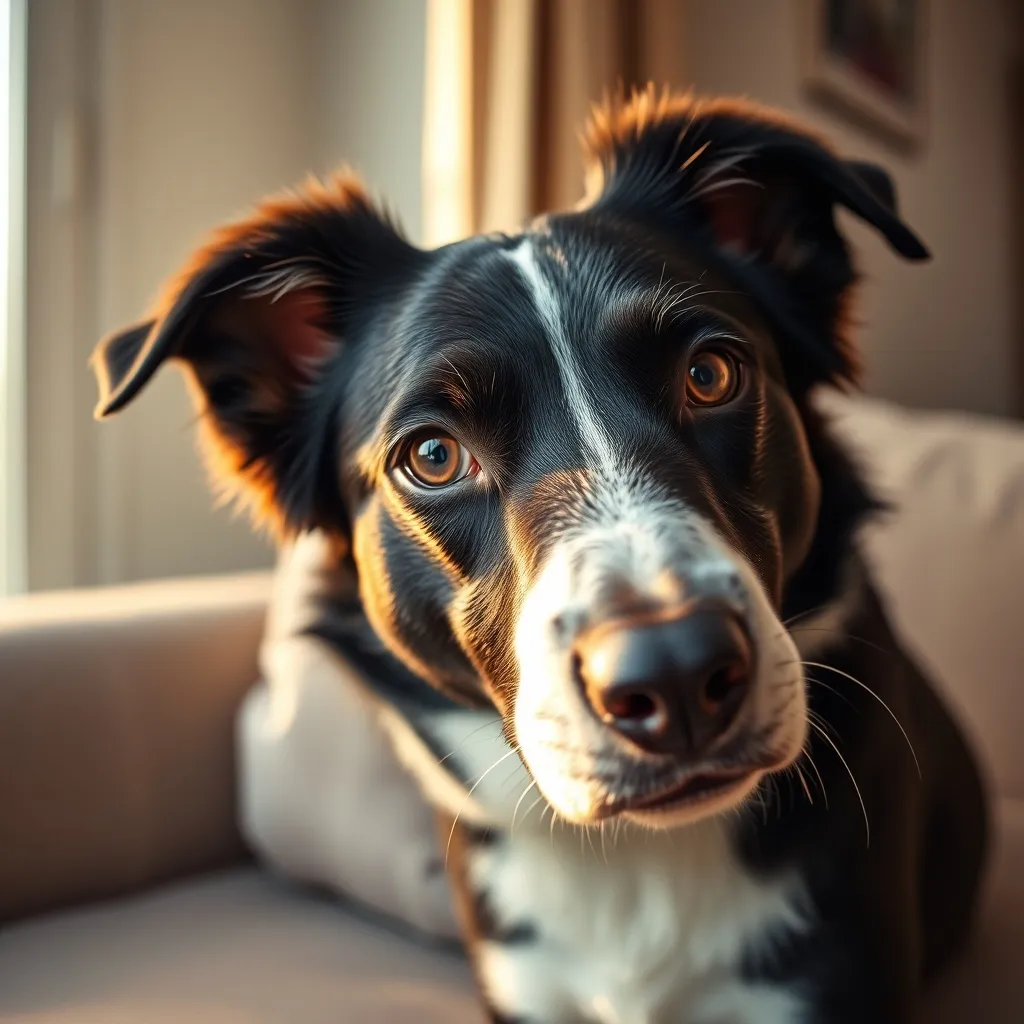 A Border Collie displaying whale eye with visible white sclera, a key stress signal that owners should learn to recognize